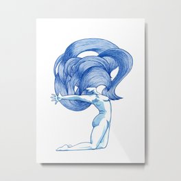 Elation Metal Print | Drawing, Lines, Modern, Blue, Minimalism, Figure, Artnouveau, Expressionist, Stylized, Artdeco 