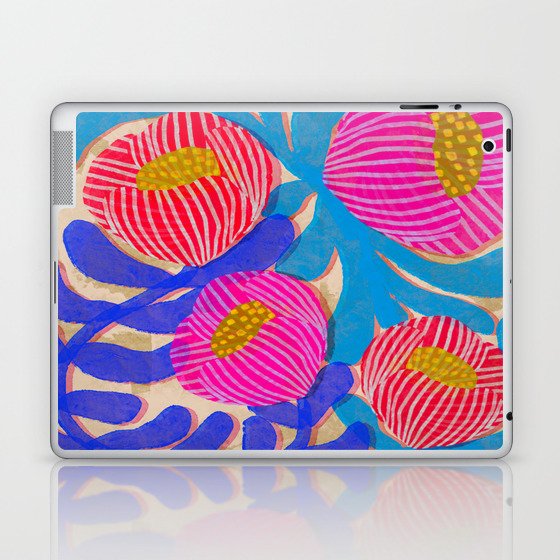 Big Pink and Blue Florals Laptop & iPad Skin