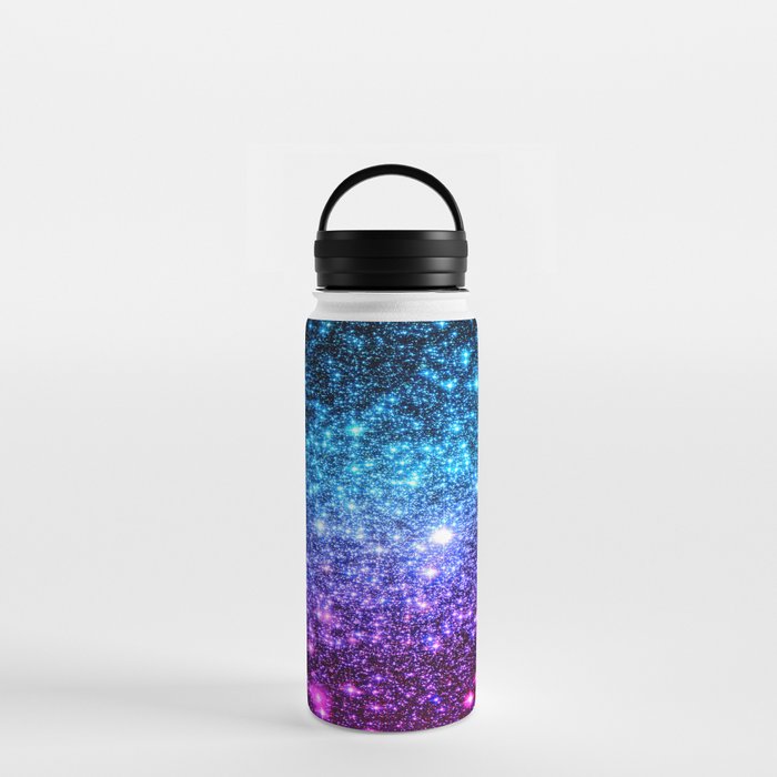 Glitter Galaxy Stars : Turquoise Blue Purple Hot Pink Ombre Water Bottle