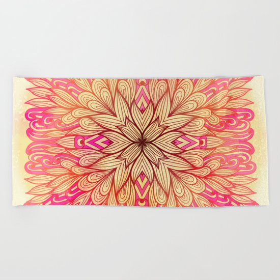 Hand Drawn Floral Mandala 10 Beach Towel