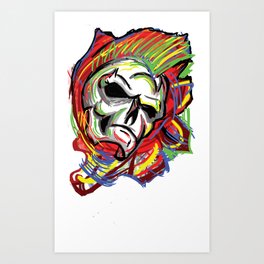 mohawk skull Art Print