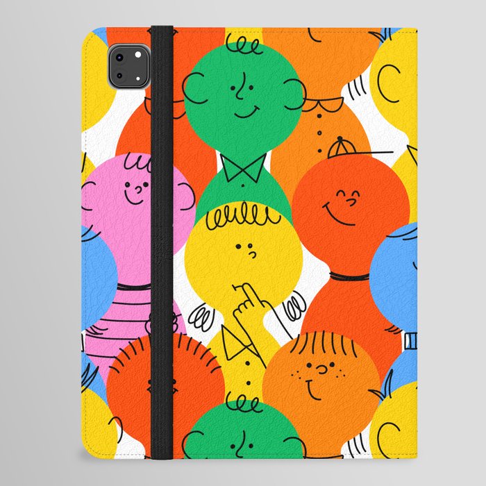 Colorful diverse retro children cartoon pattern iPad Folio Case