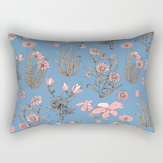 Flowers on Blue! Rectangular Pillow