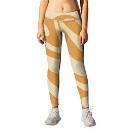 New Groove Retro Swirl Abstract Pattern in Muted Honey Mustard Gold Leggings