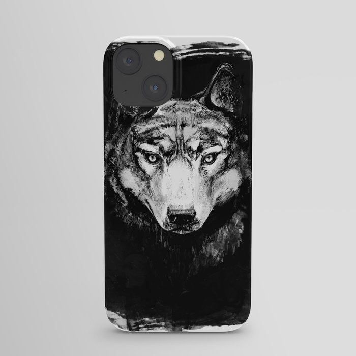 Grey Wolf Portrait, dark variant iPhone Case