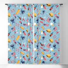 American cookout - blue Blackout Curtain