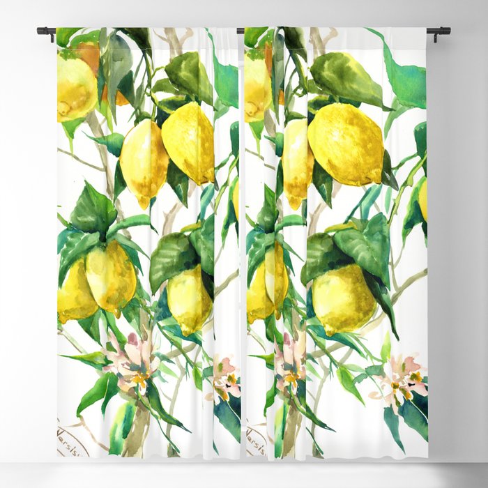 Lemon Tree. lemons kitchen art Blackout Curtain