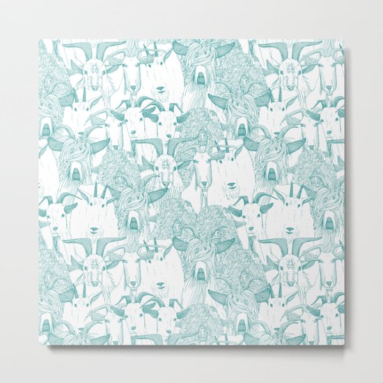 just goats teal Metal Print