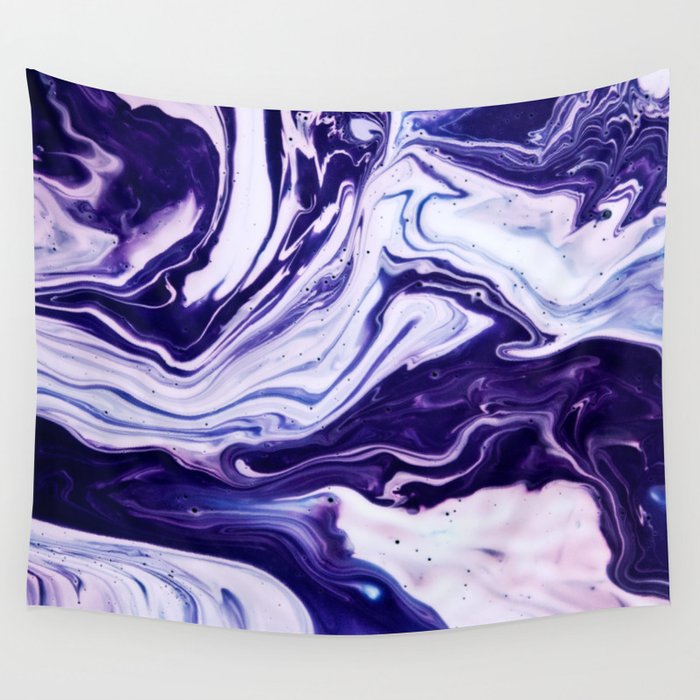 Blue, Pink, White and Purple Marble Wall Tapestry by Lara-Jane.