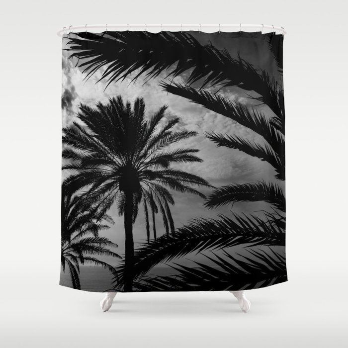 Noir Palmtrees Shower Curtain