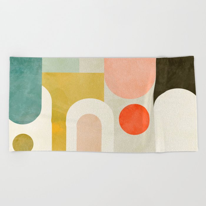 geometry abstract pastel Beach Towel