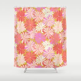 Close up spring flowers in pink color palette Shower Curtain