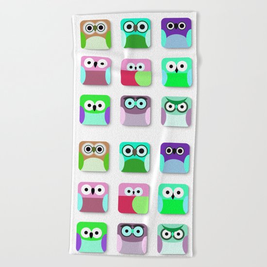 Cute Owl Pattern #2 Beach Towel
