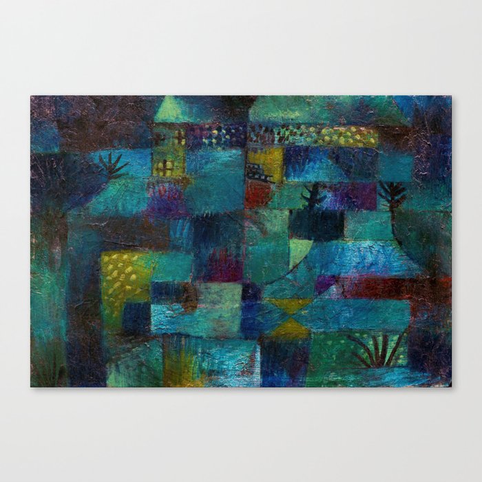 Terraced garden tropical floral Pacific blue abstract landscape painting by Paul Klee Canvas Print