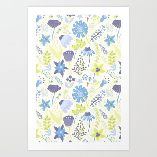 Blue and Purple Wildflowers Art Print