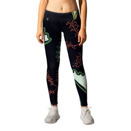 Christmas Frills Black Green and Red Leggings