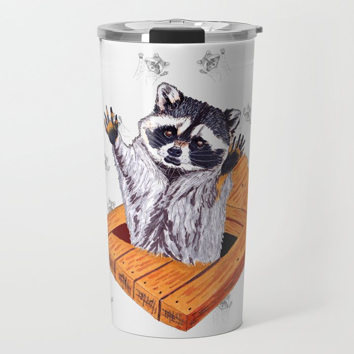 Peeking Raccoons #5 White Pallet - Travel Mug