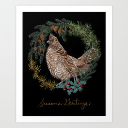 Forest Grouse "Season's Greetings" Art Print