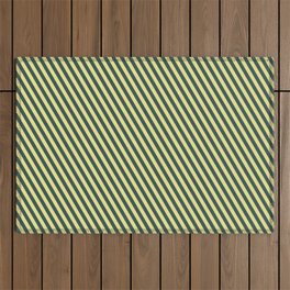 [ Thumbnail: Dark Slate Gray and Tan Colored Stripes Pattern Outdoor Rug ]