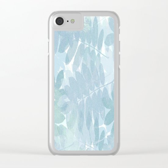 Vintage Blue Leaf Abstract Clear iPhone Case