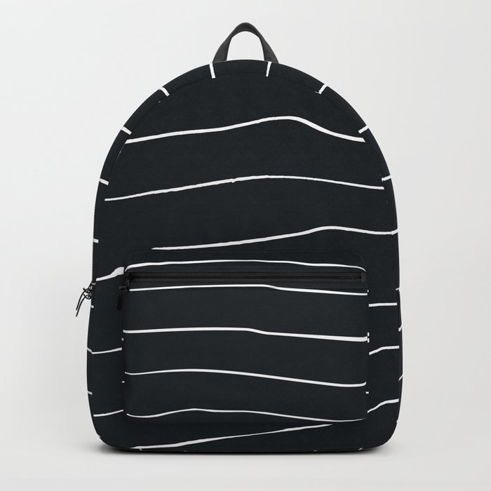 black and white striped backpack