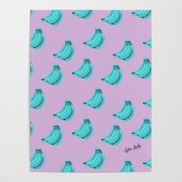 Banana teal- lilac background Poster