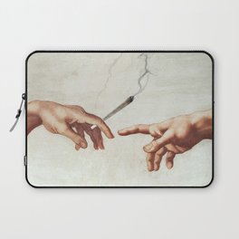 Adam and The God - funny gift idea birthday christmas gift creation of adam 420 weed cannabis Laptop Sleeve