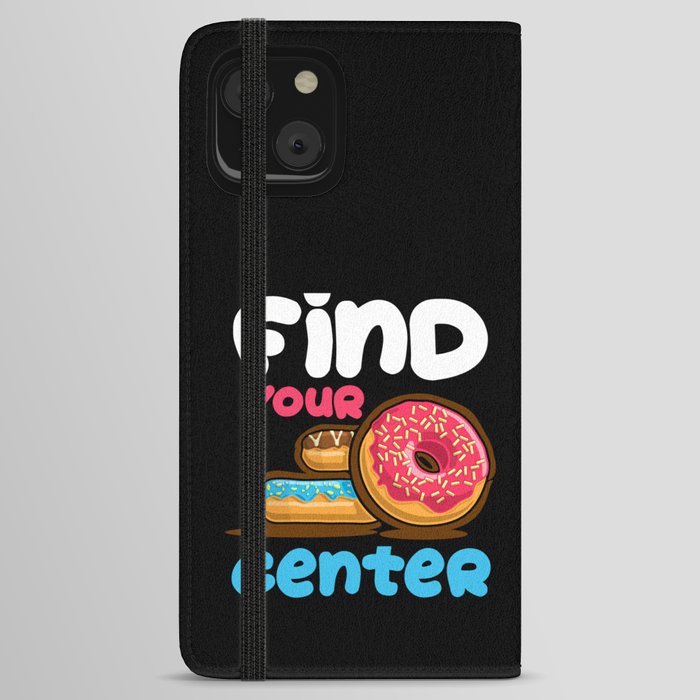 Find Your Center Rainbow Sprinkles Donut Yoga Pun iPhone Wallet Case