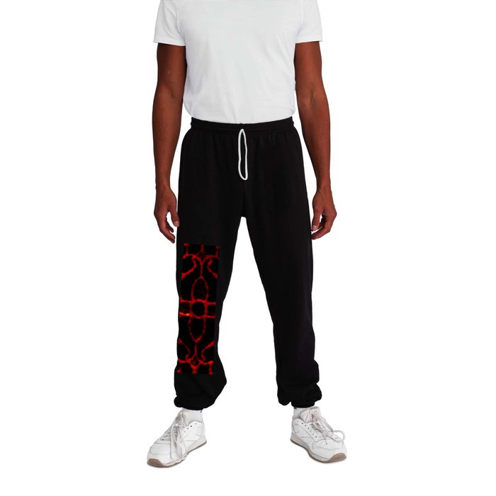 Fire Red Gothic Cathedral Window Panel Square Pattern Sweatpants