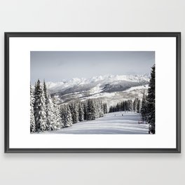 Skiers and Snowboarders at Vail Ski Resort: Vail Colorado Framed Art Print