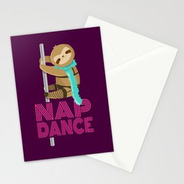 Funny Nap Dance Neon Sign Cute Sloth Pole Dancer Stationery Card