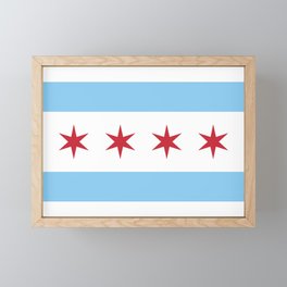 Chicago Flag, Official Flag of the City of Chicago Framed Mini Art Print