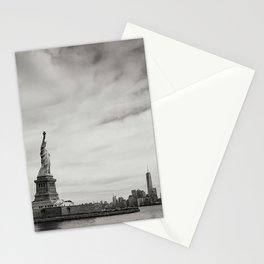 Back and white statue of liberty Stationery Cards