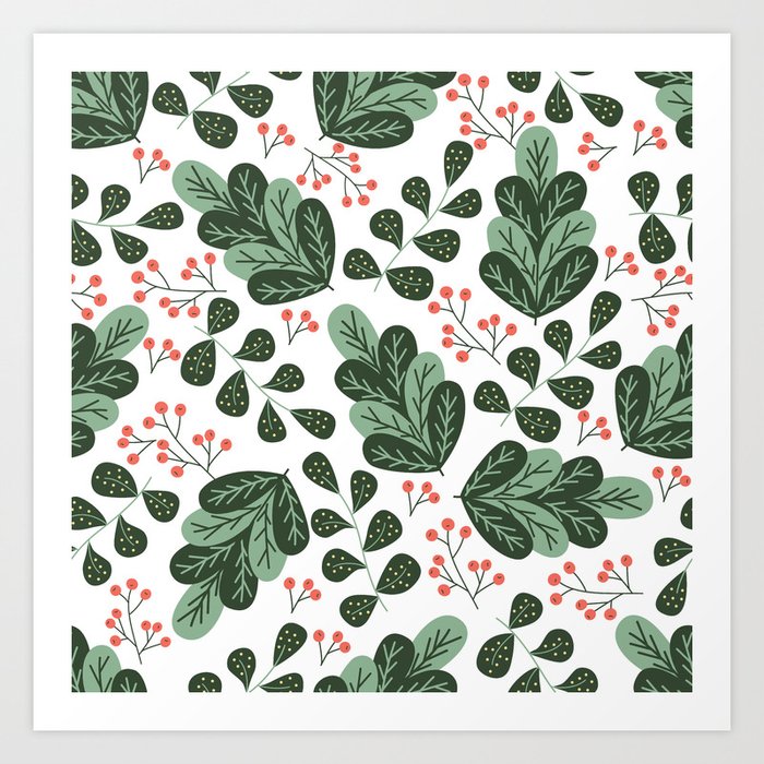 Wild grass pattern in doodle style Art Print