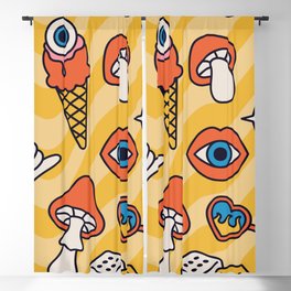 Retro 70s Psychedelic Pattern 05 Blackout Curtain