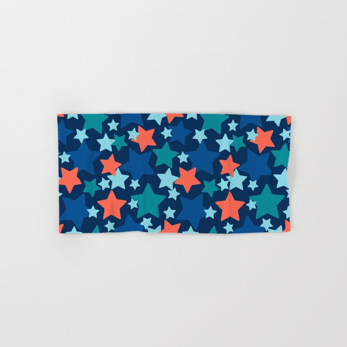 Colorful stars over blue background Hand & Bath Towel