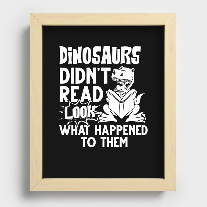 Dinosaur Book Reading Rex Read Funny Reader Recessed Framed Print