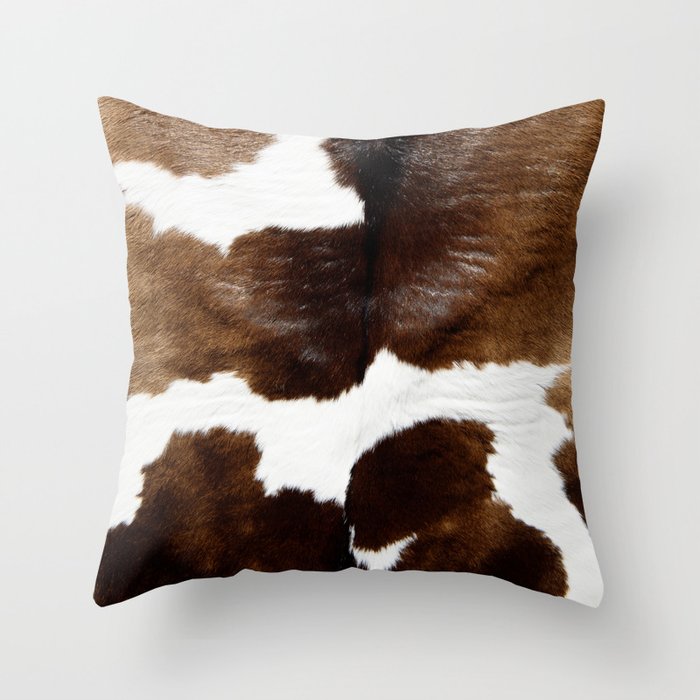 Brown Cowhide Throw Pillow