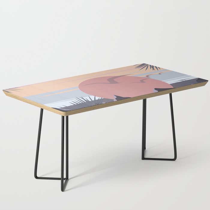 Tropical Sunset Minimalistic Landscape With Birds Coffee Table