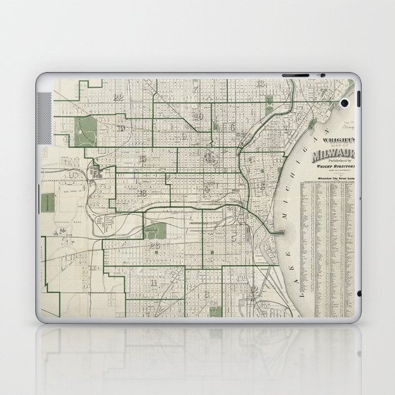 Vintage Map of Milwaukee Wisconsin (1909) Laptop & iPad Skin