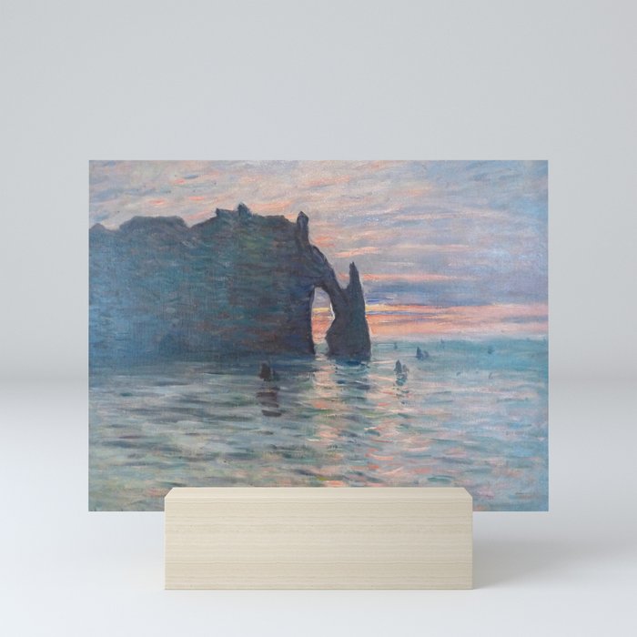 Claude Monet - Soleil couchant à Etretat -  Etretat, Cliff of d'Aval, Sunset - Impressionism Mini Art Print