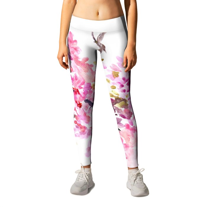 Cherry Blossom pink floral texture spring colors Leggings