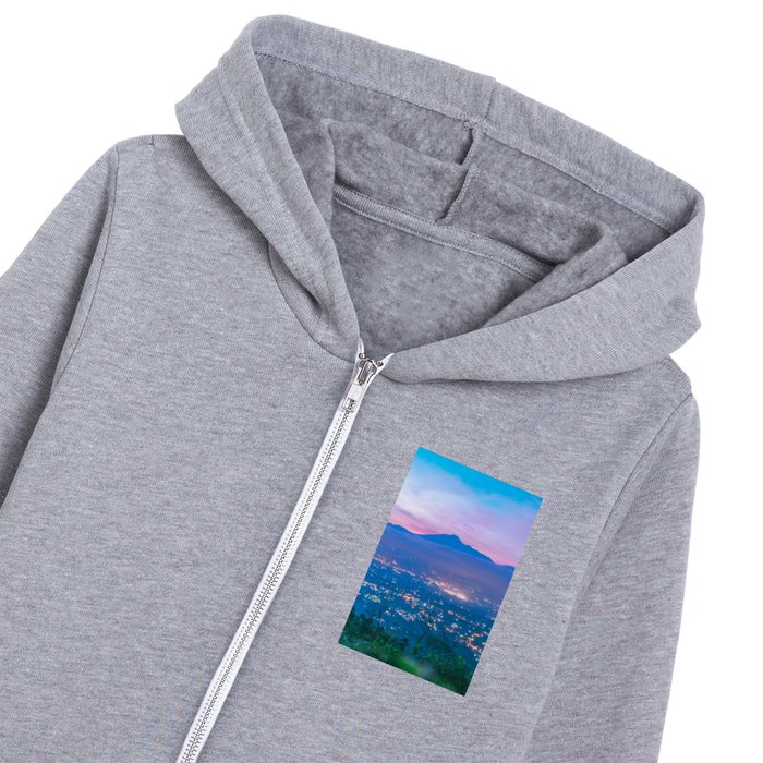 Beautiful Purple Sunset Mountain Landscape Kids Zip Hoodie