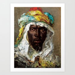 African American Masterpiece, Kenya Morning, African Male portrait painting by Jéan-Joseph Constant Art Print