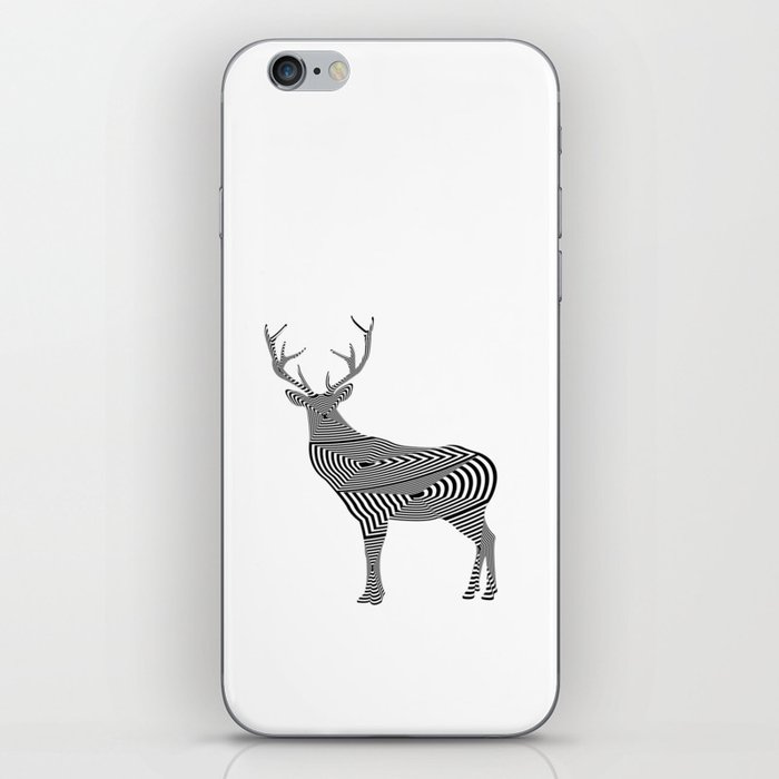 deer in abstract style with black and white lines iPhone Skin