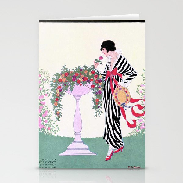 Vintage Magazine Cover June 1913 - Elegant Woman in Flower Garden Stationery Cards