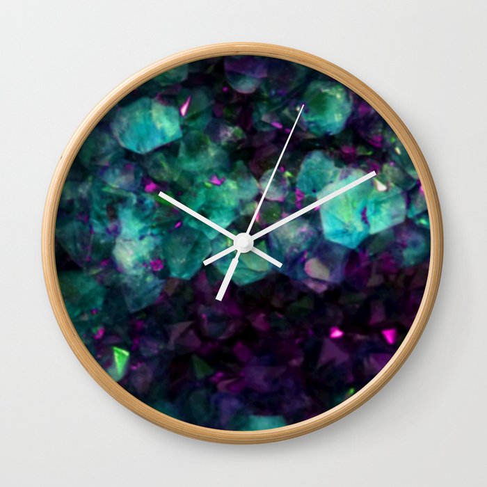 Green Crystals Wall Clock