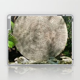 Mexico Photography - The Aztec Sun Stone Standing On The Ground Laptop Skin