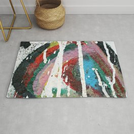 White color dripping over colorful vivid brushstrokes background texture Rug