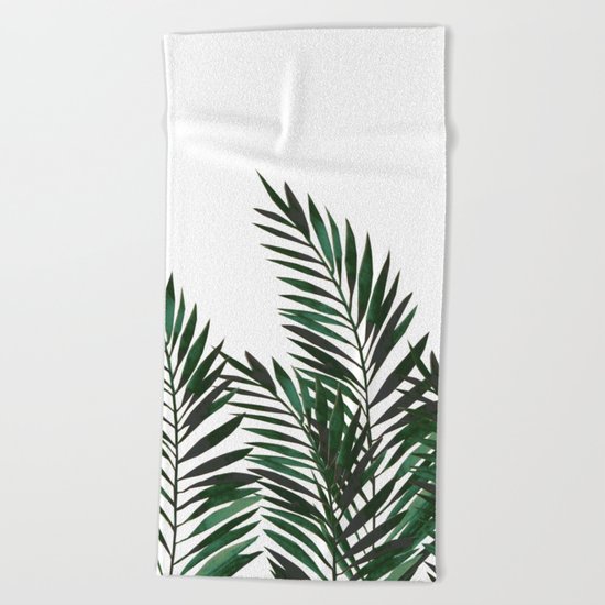 Palm Leaves Green Beach Towel